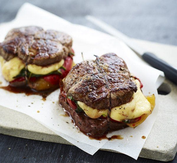 Cheese & Spinach Steak Stack